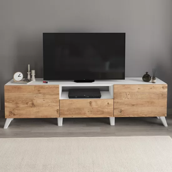 Comoda TV Bofigo 11-16-01 (160 cm), White/Pine Oak