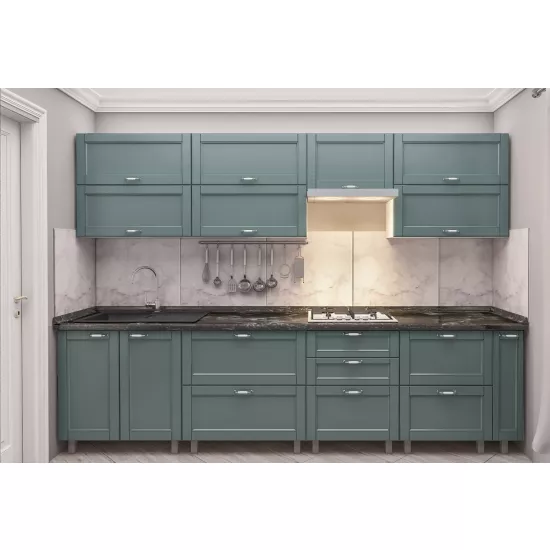 Кухня Bafimob Квадро 3.0 м, МДФ крашенный, фасад Модерн, Салатовый матовый