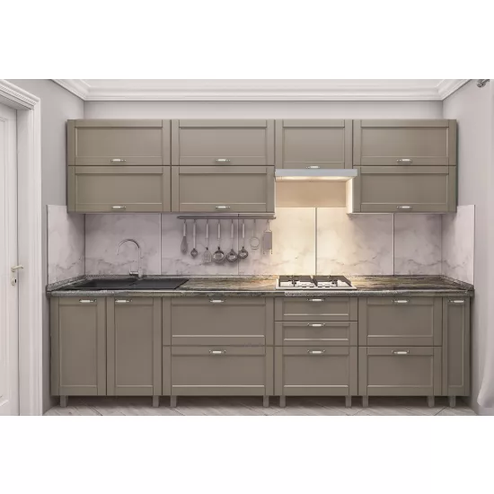 Кухня Bafimob Квадро 3.0 м, МДФ крашенный, фасад Модерн, Капучино матовый