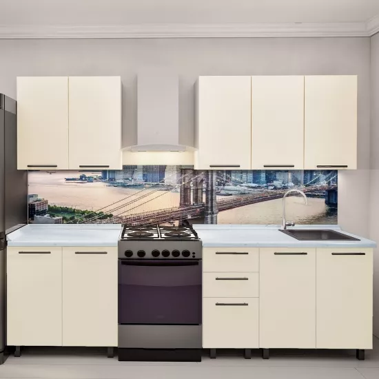 Кухня Bafimob Лена 2.0 м, МДФ крашенный, фасад Гладкий, Бежевый матовый