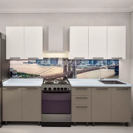 Кухня Bafimob Лена 2.0 м, МДФ крашенный, фасад Гладкий, Белый-матовый/Капучино-матовый