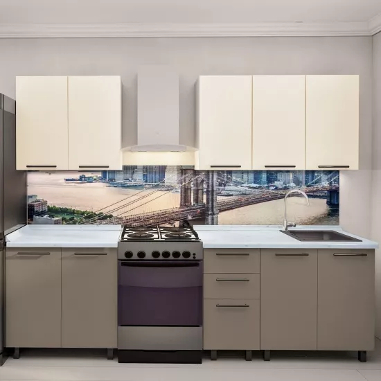 Кухня Bafimob Лена 2.0 м, МДФ крашенный, фасад Гладкий, Бежевый-матовый/Капучино-матовый