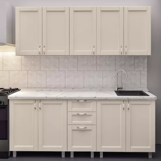 Bucatarie Bafimob Elena 2.0 m, MDF vopsit, fațadă frezată Modern, Bej mat