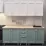Bucatarie Bafimob Elena 2.0 m, MDF vopsit, fațadă frezată Modern, Alb mat/Verde deschis mat