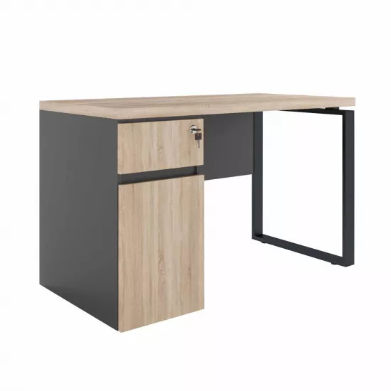 Masa de birou Decoprim +BOX încorporat Dreapta, 120x60 cm, Sonoma/Black