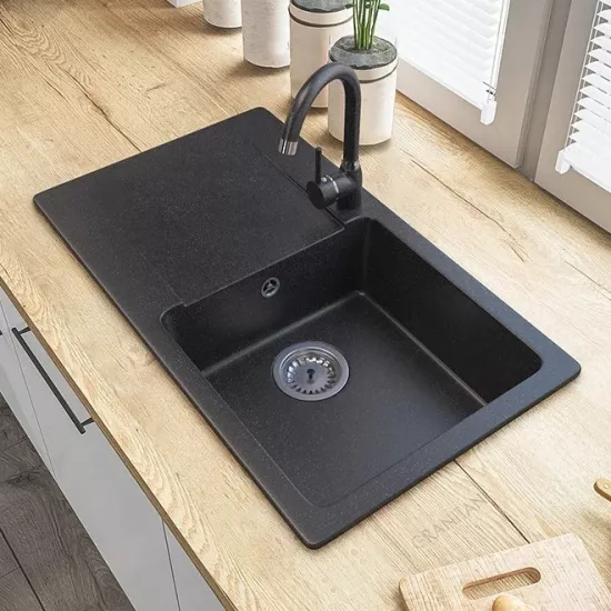 Chiuvetă de bucătărie Granitan Trendy 765x448 mm, Black Dappled