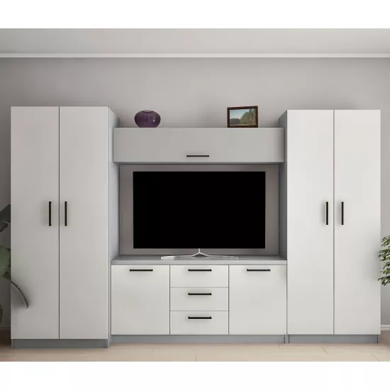 Living Bafimob Alina–Y (ТV-1,5), 3 sertare (310 cm), Gri/Gri deschis