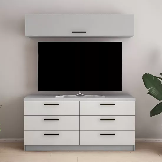 Living Bafimob Y-8, 6 sertare (150 cm), Gri/Gri deschis