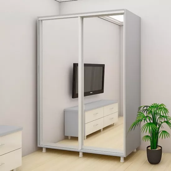 Шкаф купе Bafimob ДY-180 (180x220x60) с зеркалами, Светло серый