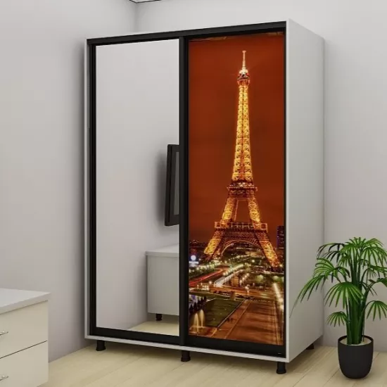 Шкаф купе Bafimob ДY-140 (140x220x60) Фотопечать 1/2(дв), Светло серый