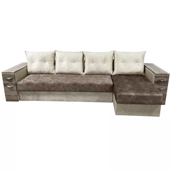 Диван угловой Art Lux E1N1 2Bar (3.2x1.5), Коричневый