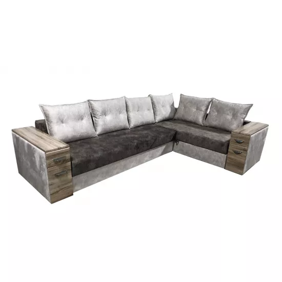 Диван угловой Art Lux E1M1 2Bar (3×2), Серый