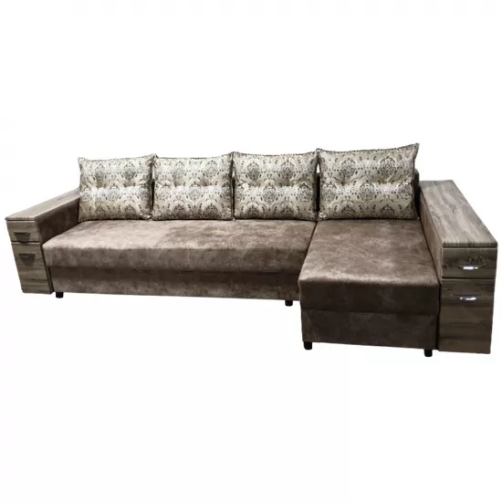 Диван угловой Art Lux E1N1 2Bar (3x1.5), Коричневый