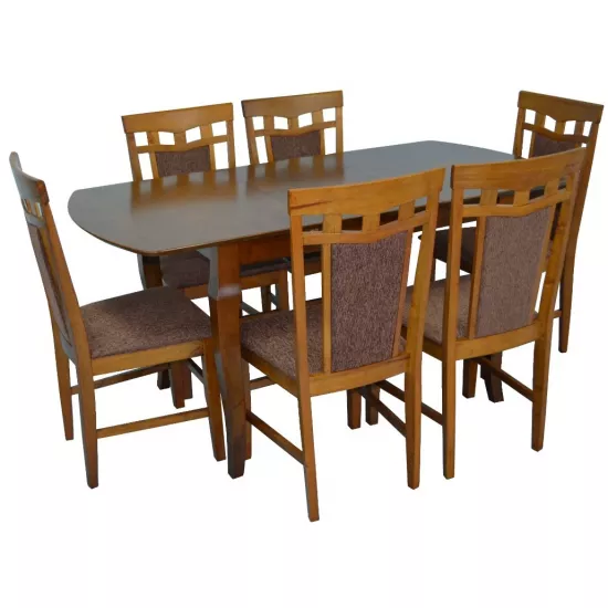 Set de mobilÄ? Eva masa HV-29V Burnish + 6 scaune DEPPA R (Burnish, F-789 Brown )