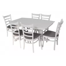 Set de mobilă Eva masa HV-32V White + 6 scaune СОСО (White, NV-10WP Grey )