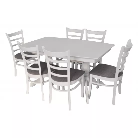 Набор мебели Eva Стол HV-32V White + 6 стульев СОСО (White, NV-10WP Grey )