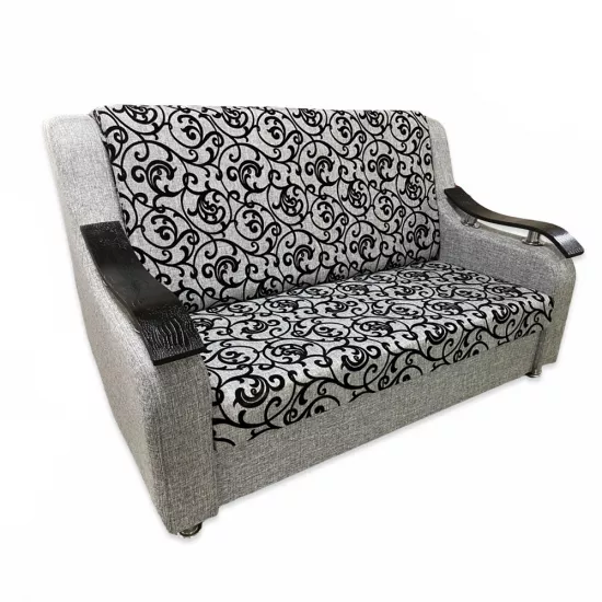 Диван прямой CAM N7 (170x100) подлокотники деревянные волна, Серый орнамент
