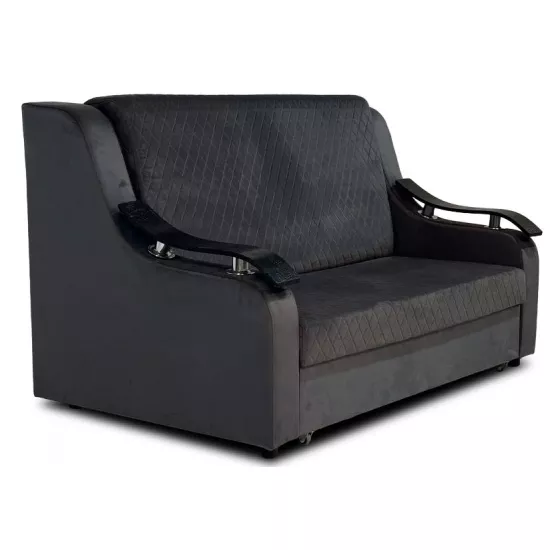 Диван прямой CAM N7 (190x100) подлокотники деревянные волна, Темно Серый