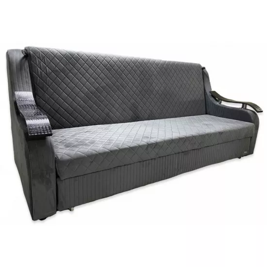 Диван прямой CAM N7 (220x100) подлокотники деревянные волна, Серый