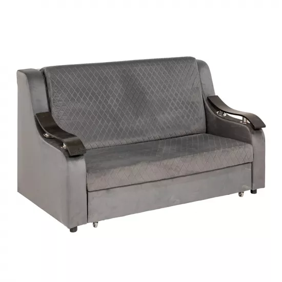 Диван прямой CAM N7+ (170x100) подлокотники деревянные волна, Строчка Серый