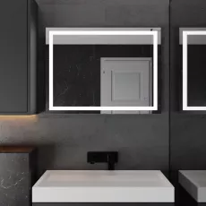 Зеркало для ванной Moonglass Barett 100x80 cm, два сенсора, c подсветкой и подогревом Зеркало для ванной Moonglass Barett 100x80 cm, два сенсора, c подсветкой и подогревом