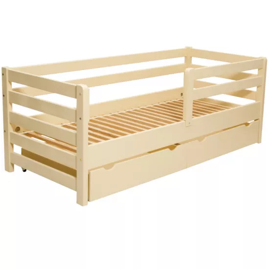 Pat copii Goydalka Aurora 1B510-3, cu sertar, 80x160 cm, Bej