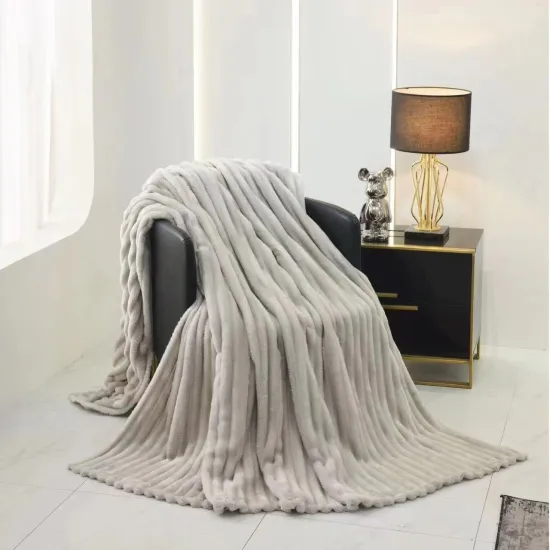 Покрывало Relaxe Home Striped Fleece 200x230 см, Light Grey