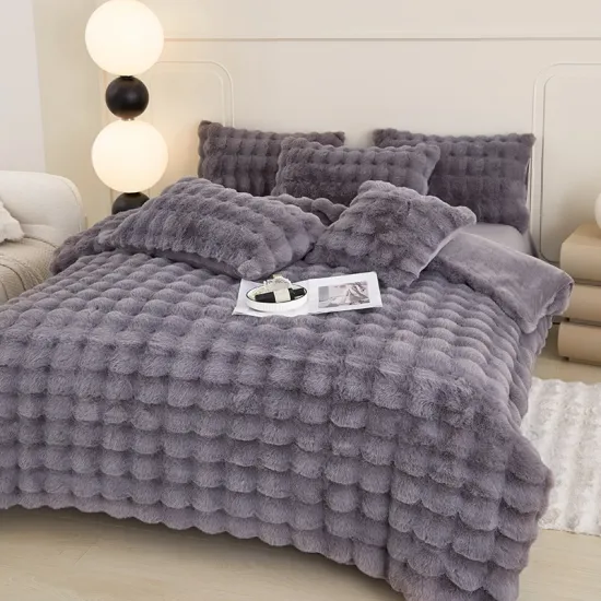 Lenjerie de pat Relaxe Home Puffed Dreams Grey (2 persoane/Poliester)