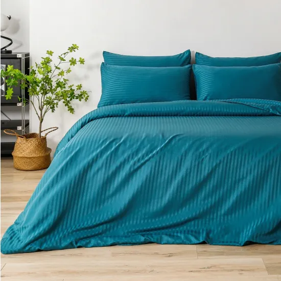Lenjerie de pat Relaxe Home Stripe Dreams Smarald (2 persoane EURO/Microfiber)