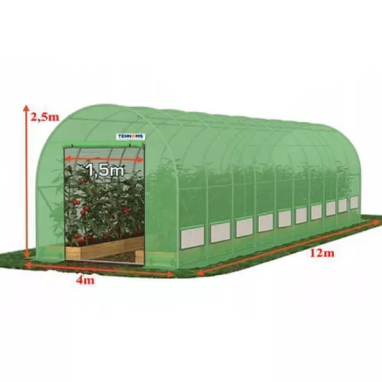 Sera pentru gradina Tehno MS 12x4x2.5m / Ø32mm / 2 uși
