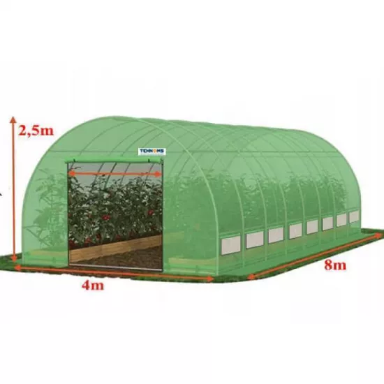 Sera pentru gradina Tehno MS 8x4x2.5m / Ø32mm / 2 uși