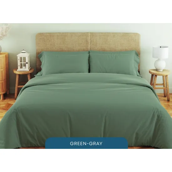Lenjerie de pat Relaxe Home Soft Dreams Green-Gray (2 persoane EURO/Bumbac)