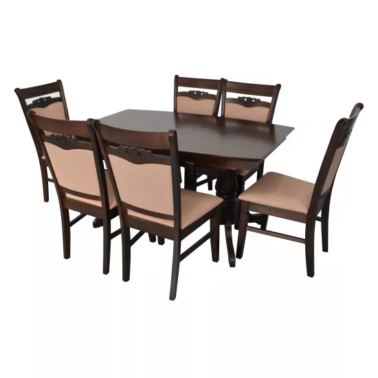 Set de mobilă Eva masa HV-32V Chocolate + 6 scaune HV-3167 (Chocolate, NV-3WP)
