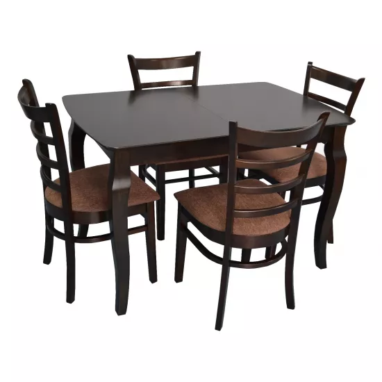 Set de mobilÄ? Eva masa HV-29V Chocolate + 4 scaune COCO (Chocolate, F-789 Brown)