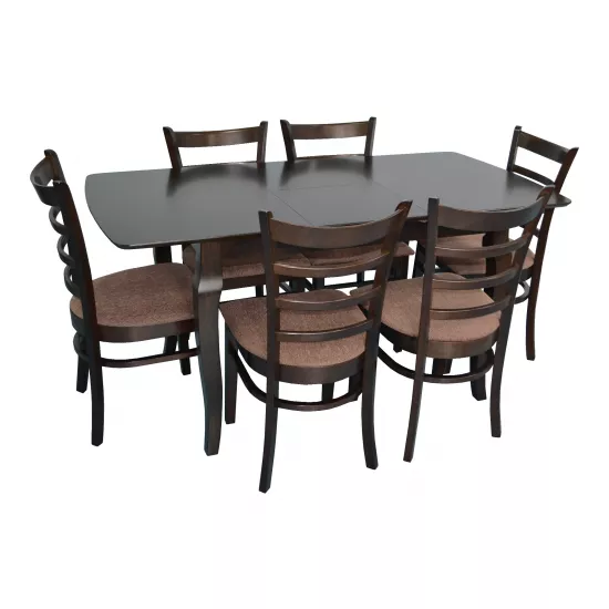 Set de mobilÄ? Eva masa HV-29V Chocolate + 6 scaune COCO (Chocolate, F-789 Brown)