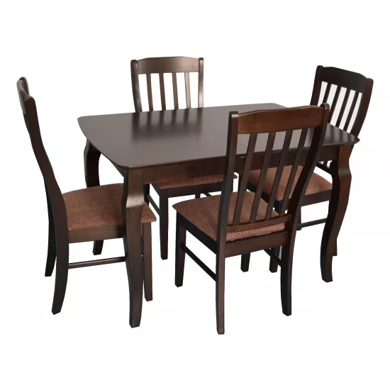Set de mobilă Eva masa HV-29V Chocolate + 4 scaune Wenyi (Chocolate, F-789 Brown)