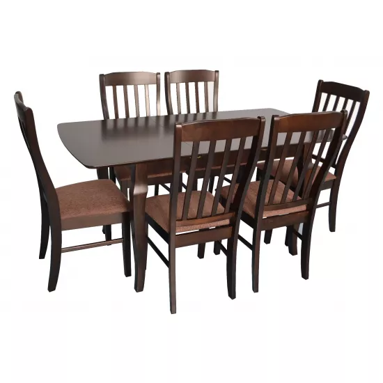 Set de mobilă Eva masa HV-29V Chocolate + 6 scaune Wenyi (Chocolate, F-789 Brown)