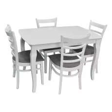 Set de mobilă Eva masa HV-29V White + 4 scaune COCO (White, NV-10WP Grey )