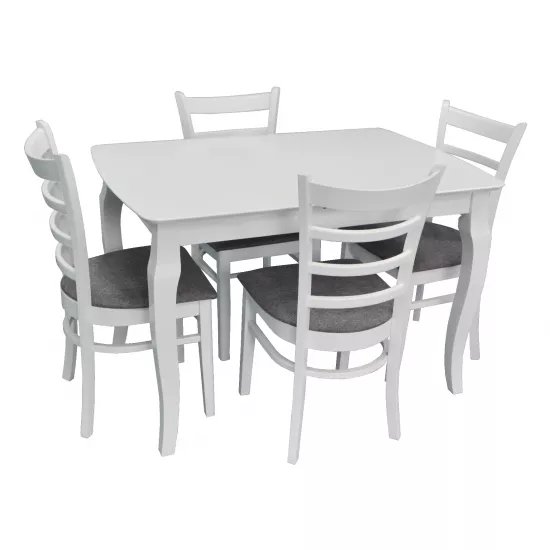 Set de mobilÄ? Eva masa HV-29V White + 4 scaune COCO (White, NV-10WP Grey )