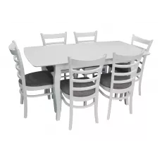 Set de mobilă Eva masa HV-29V White + 6 scaune COCO (White, NV-10WP Grey )
