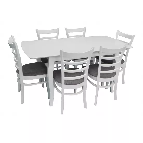Set de mobilÄ? Eva masa HV-29V White + 6 scaune COCO (White, NV-10WP Grey )