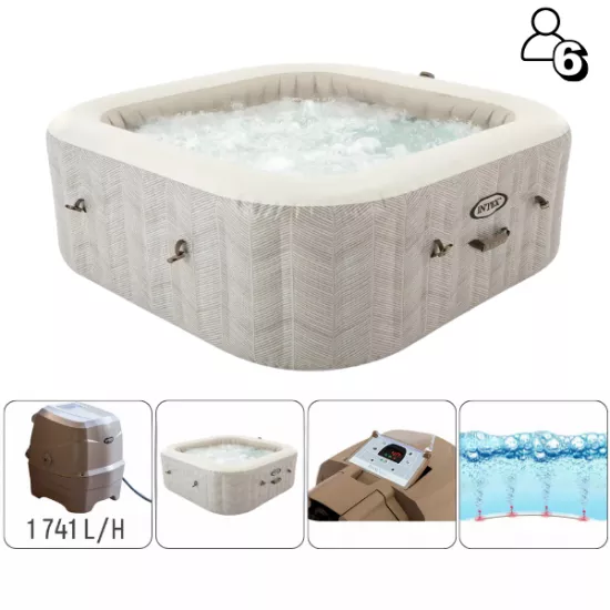Jacuzzi gonflabil Intex Chevron Deluxe Square Bubble 28472 (1098 l/239x239x71 cm)