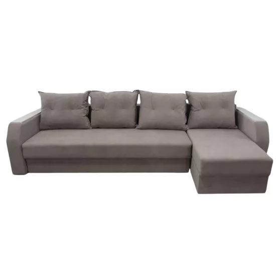 Диван угловой Art Lux E1 (3x1.5) закругленные деревянные подлокотники, Коричневый