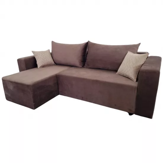 Диван угловой Art Lux E3 (2.5x1.5) скрытые швы, Коричневый