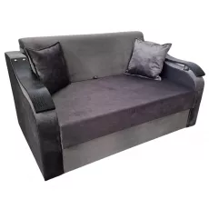 Canapea dreaptă Art Lux N2 (0.83x1.45) cotiere val din lemn, Gri