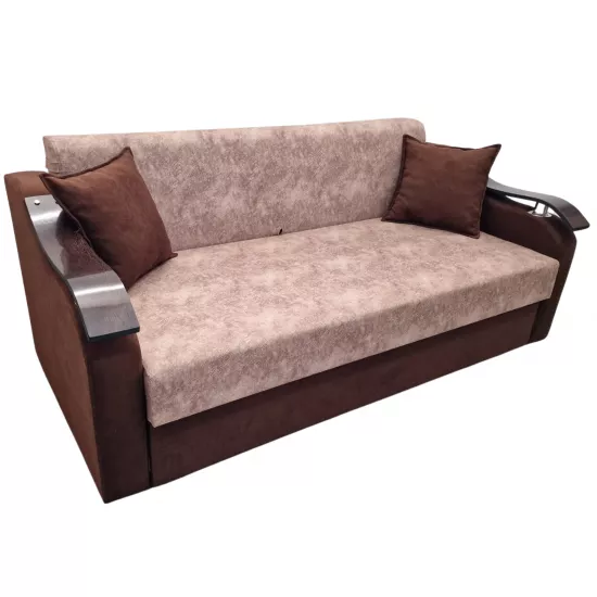 Canapea dreaptă Art Lux N2 (0.83x1.25) cotiere val din lemn, Maro