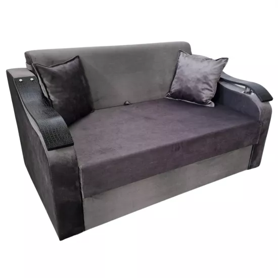 Canapea dreaptă Art Lux N2 (0.83x1.25) cotiere val din lemn, Dark Grey