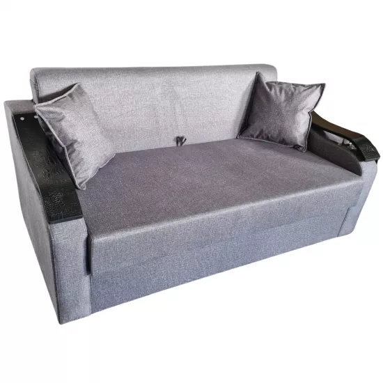 Canapea dreaptă Art Lux N2 (0.83x1.25) cotiere val din lemn, Gri