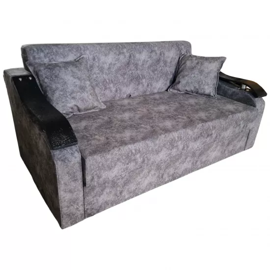 Canapea dreaptă Art Lux N2 (0.83x1.25) cotiere val din lemn, Gri/Print