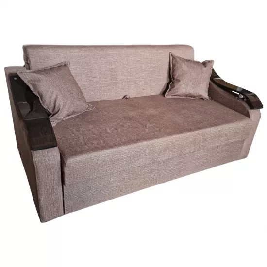 Canapea dreaptă Art Lux N2 (0.83x1.25) cotiere val din lemn, Maro